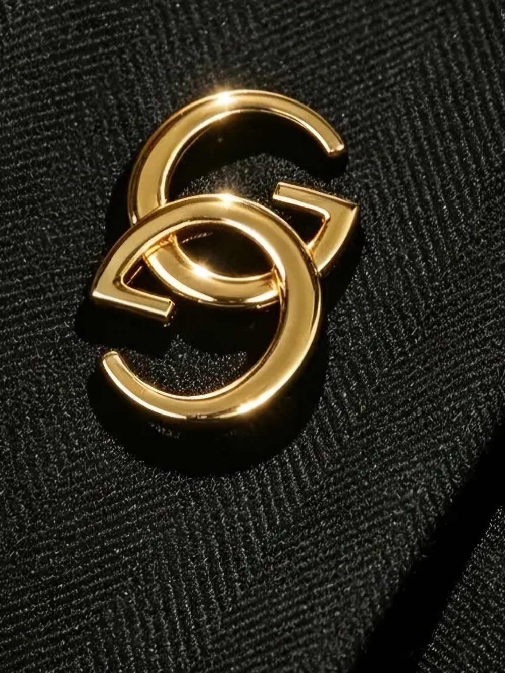 Gold Double-G Small Brooch - 1.6". Matching Earrings also available